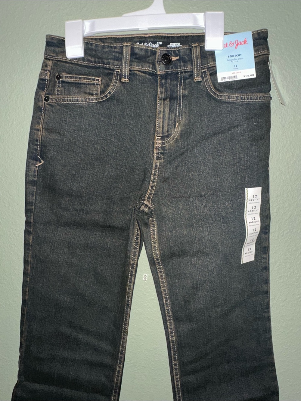Cat & Jack boys Black Straight Jeans with Contrast Stitching - Picture 2 of 7